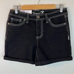 NWT Seven7 Rodeo Short Size 6 Black Denim 5” Inseam Crafted Stitches
